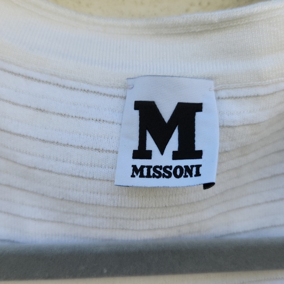 M Missoni White Ribbed Short Mini Mesh Striped Skater Dress - Picture 8 of 14